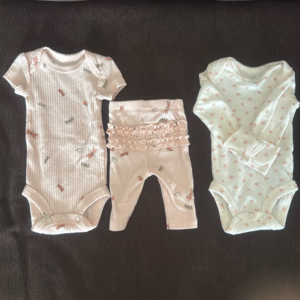 Cater’s Girl’s Preemie Outfit plus long sleeve onesie